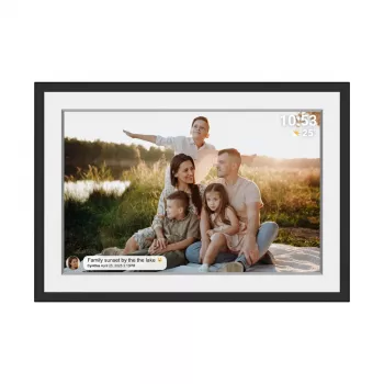 DENVER PFF-1019 10,1 Zoll FRAMEO HD Wi-Fi Digitaler Bilderrahmen mit 3 austauschbaren Rahmen (Schwarz, Weiß, Holz)