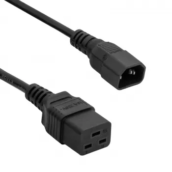 Akyga AK-UP-02 Server-Verlängerungskabel IEC C14 auf IEC C19, 3 x 1 mm², 1,8 m, Schwarz