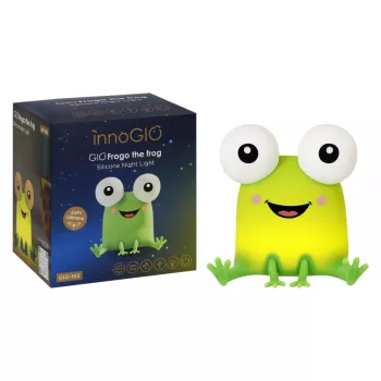 INNOGIO GIOFROGO Frosch LED Nachtlicht GIO-165 - Wiederaufladbare Silikonlampe mit Touch-Steuerung, 7 Farben, Timer