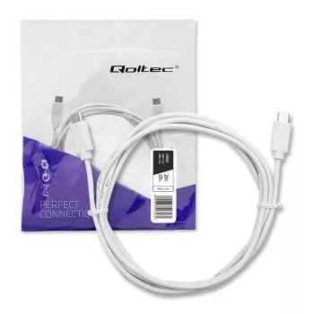 Qoltec USB 2.0 Type-C Stecker auf Type-C Stecker Kabel 2m Weiß