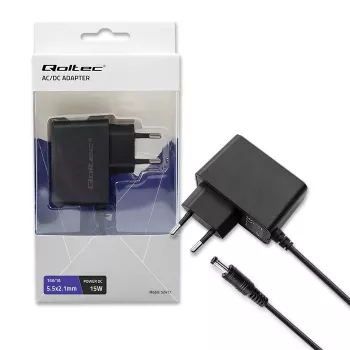 Qoltec PREMIUM 15W 15V 1A AC/DC-Netzteil mit 5,5x2,1mm Hohlstecker