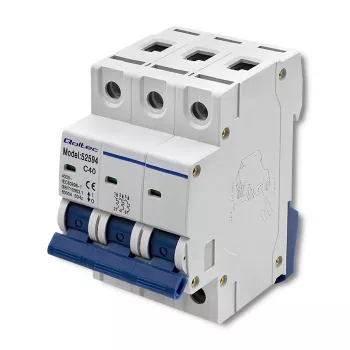 Qoltec 40A 3-poliger Leitungsschutzschalter mit C-Charakteristik MCB 4,5kA DIN-Schiene