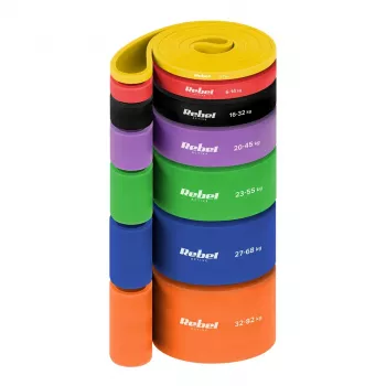 REBEL ACTIVE Power Band PT-S7 TPE Widerstandsbänder-Set, 7 Bänder, 4-82 kg, Tragetasche
