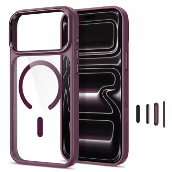 Tech-Protect Magmat MagSafe Clear Case für iPhone 17 Pro Max / 18 Pro Max - Dunkles Kirschrot