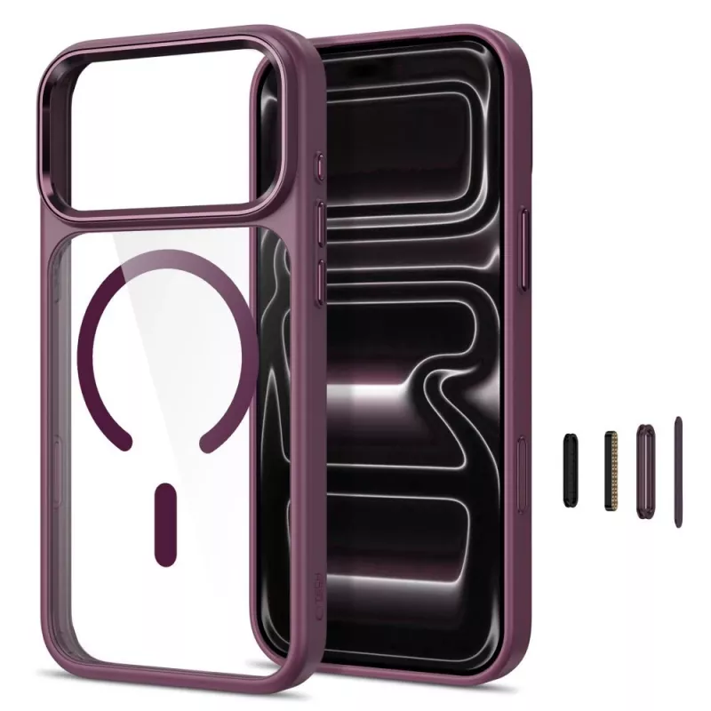 Tech-Protect Magmat MagSafe Clear Case für iPhone 17 Pro Max / 18 Pro Max - Dunkles Kirschrot