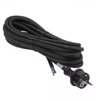 Akyga AK-OT-04S Gummi-Netzkabel H05RR-F 3 x 1,5 mm², CEE-7/7-Stecker auf offenes Ende, 5 m, schwarz