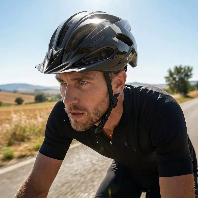 Kask Speed Glänzend Schwarz Helm mit LED-Licht, Größe M (54-58 cm) von Vayox