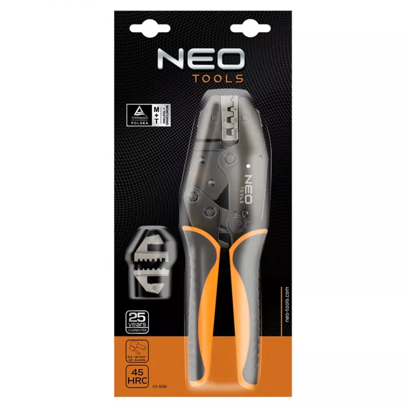 NEO TOOLS Aderendhülsen-Crimpzange 0,5-16 mm² (22-6 AWG)