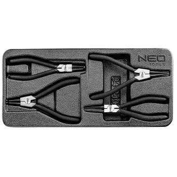 NEO TOOLS Sicherungsringzangen-Set, 4-teilig, innen/außen gerade und gebogen, CrV-Stahl, 180 mm, TÜV-zertifiziert