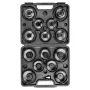 NEO TOOLS Ölfilter-Steckschlüsselsatz 16-teilig (65-100 mm, 3/8 Zoll Antrieb, Bechertyp, Mehrfachnut, Stahl, Kunststoffkoffer)