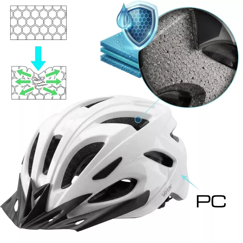 Vayox Speed Fahrradhelm Glänzend Weiß mit LED-Licht, Größe L (58-61 cm) VA0425WGL