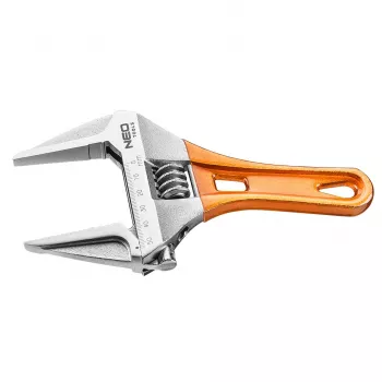 NEO TOOLS Verstellbarer kurzer Schraubenschlüssel 185 mm, 0-53 mm Maulöffnung, Chrom-Vanadium-Stahl, DIN 3117