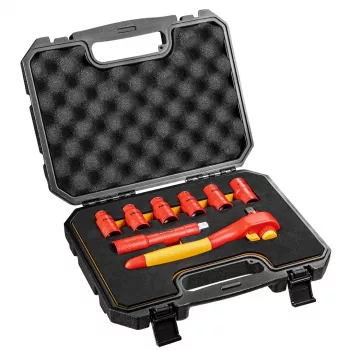 NEO TOOLS 01-307 Isolierter Steckschlüsselsatz 1000V, 8-teilig, 1/2 Zoll Antrieb, metrisch, VDE-zertifiziert