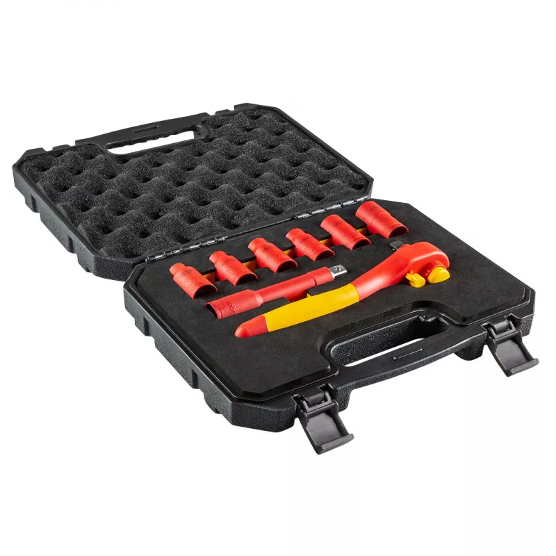 NEO TOOLS 01-307 Isolierter Steckschlüsselsatz 1000V, 8-teilig, 1/2 Zoll Antrieb, metrisch, VDE-zertifiziert