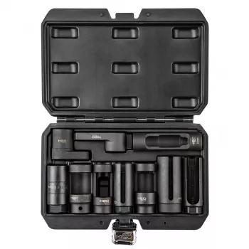 NEO TOOLS Lambda-Sensor- und Injektor-Steckschlüsselsatz, 10-teilig, 3/8 Zoll & 1/2 Zoll Antrieb, CrV-Stahl