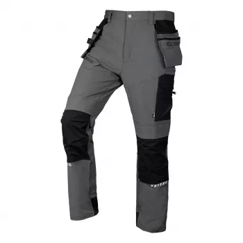 NEO TOOLS Mix&Match 4-Wege-Stretch-Arbeitshose mit Cordura-Verstärkung, Grau/Schwarz, Größe XXXL