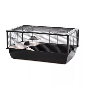 INZ INTER-ZOO Bob + Wood Kleintierkäfig Schwarz 780x480x360 mm