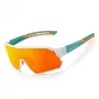 ROCKBROS Polarized Fahrradbrille für Kinder 8-14 Jahre, UV400-Schutz, TR90-Rahmen, Grün-Weiß