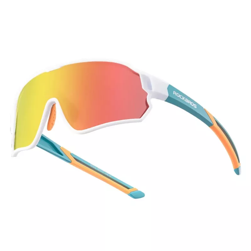 ROCKBROS Polarized Fahrradbrille für Kinder 8-14 Jahre, UV400-Schutz, TR90-Rahmen, Grün-Weiß