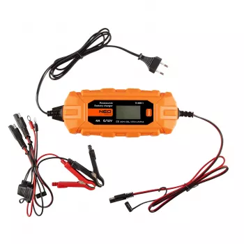 NEO TOOLS 11-891-1 Automatisches Batterieladegerät 4A/70W für 6V/12V Blei-Säure, AGM & GEL Batterien (3-120Ah)