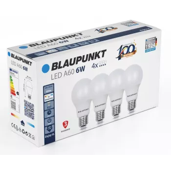 Blaupunkt LED-Lampe E27 A60 600 lm 6W 4000K, 4 Stück (BLAUPUNKT-E27-6W-NW-4)
