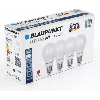 Blaupunkt LED-Lampe E27 A60 900 lm 9W 4000K, 4 Stück (BLAUPUNKT-E27-9W-NW-4)