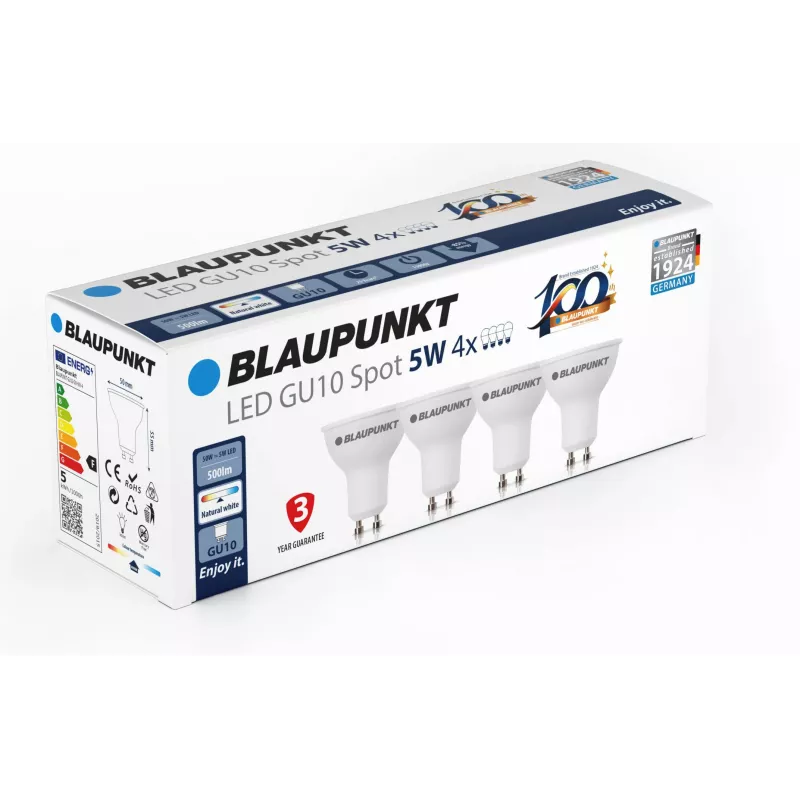 Blaupunkt LED-Lampe GU10 500 lm 5W 4000K, 4 Stück (BLAUPUNKT-GU10-5W-NW-4)