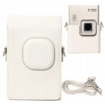 LOVEINSTANT Graue PU-Leder-Schutzhülle für Fujifilm Instax Mini LiPlay+ Hybrid-Sofortbildkamera mit Schultergurt