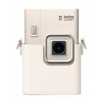 LOVEINSTANT Graue PU-Leder-Schutzhülle für Fujifilm Instax Mini LiPlay+ Hybrid-Sofortbildkamera mit Schultergurt