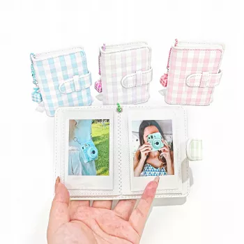 LOVEINSTANT Taschenfotoalbum für 28 Instax Mini & Zink Fotos, Karoblau