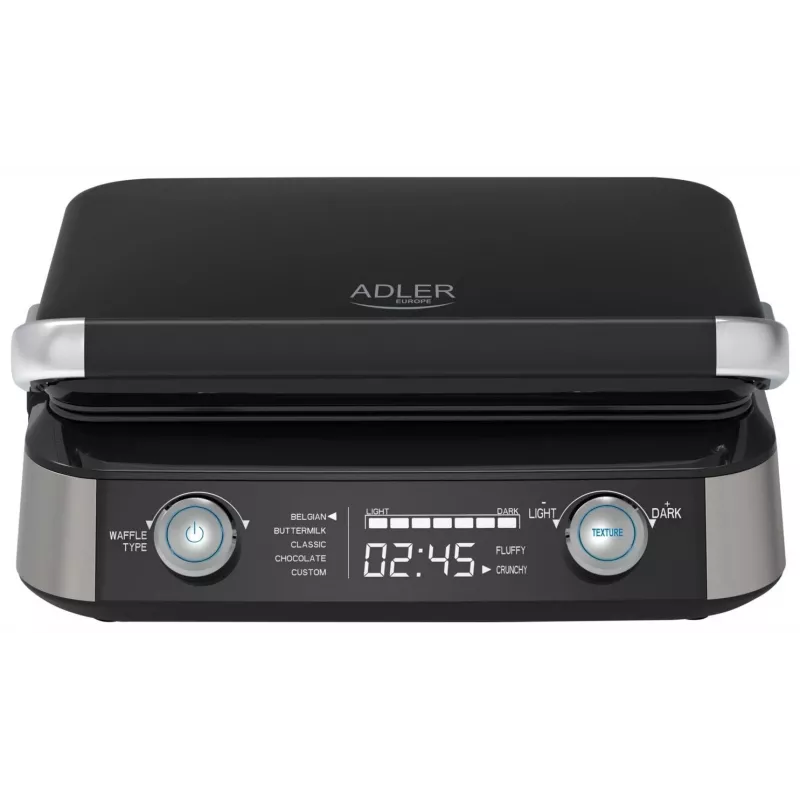 Adler AD 3084 Waffeleisen, 2400 W, Schwarz/Silber