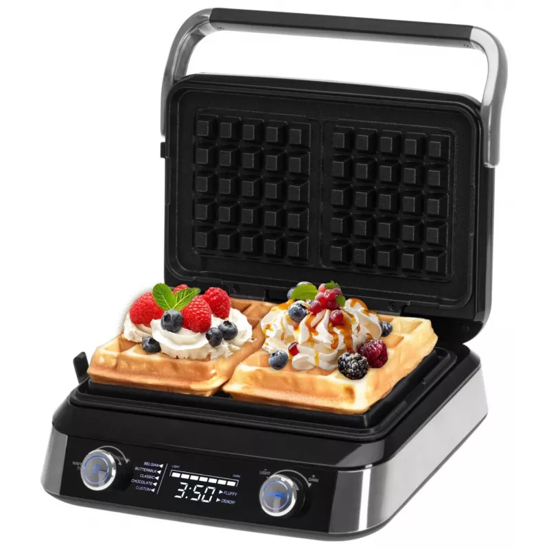 Adler AD 3084 Waffeleisen, 2400 W, Schwarz/Silber