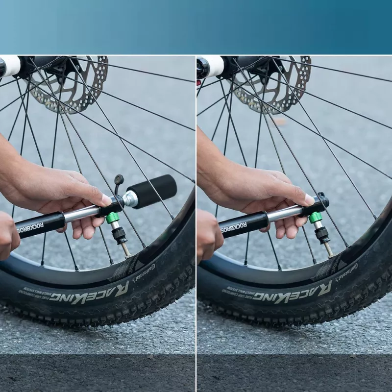 ROCKBROS HQ-75D-CO2 2-in-1 Mini-Fahrradpumpe & CO2-Inflator - Schwarz