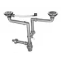 2-Bowl Sink Siphon mit 3,5 Zoll Überlauf - Doppel-Küchenspülen-Abfluss-Set, Weiß