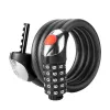 ROCKBROS RKS531 5-stelliges Zahlenschloss Fahrradschloss mit LED-Licht, 120 cm geflochtenes Stahlkabel, Schwarz