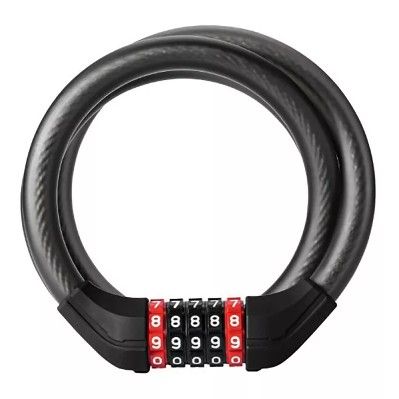 ROCKBROS RKS531 5-stelliges Zahlenschloss Fahrradschloss mit LED-Licht, 120 cm geflochtenes Stahlkabel, Schwarz