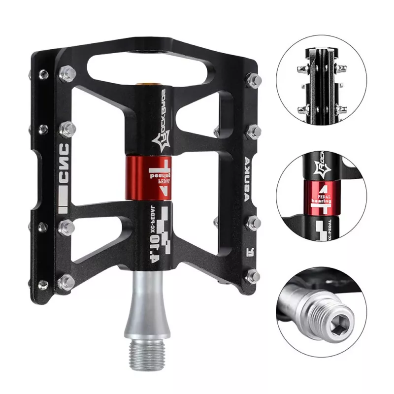 ROCKBROS JT410 Fahrradpedale, 4 Kugellager, Schwarz