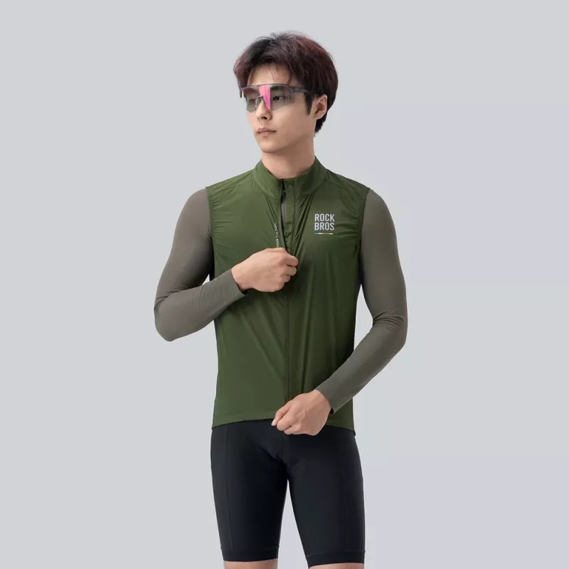 Rockbros ROAD TO SKY Herren-Weste, leicht, atmungsaktiv, für Radsport, L - Grün