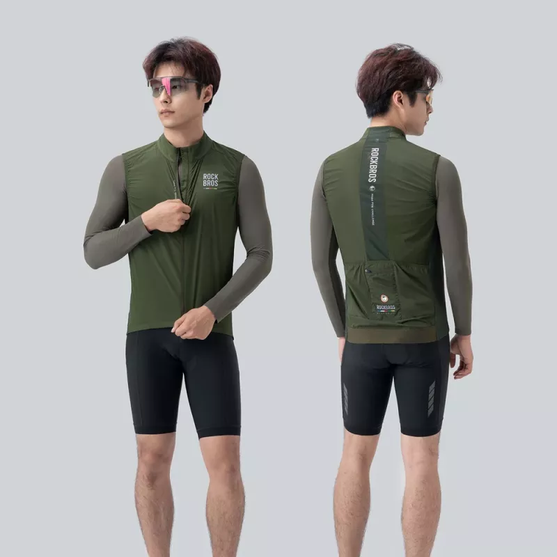 Rockbros ROAD TO SKY Herren-Weste, leicht, atmungsaktiv, für Radsport, L - Grün