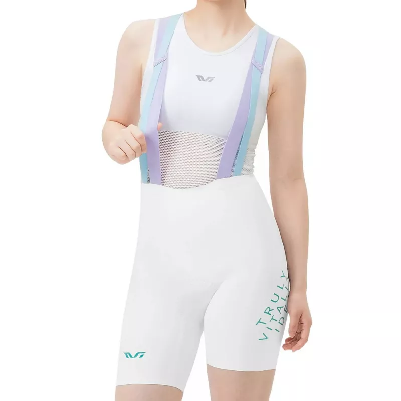 ROCKBROS Damen-Radtrikot-Trägerhose YDDK017-1 mit 3D-Chamois-Polster, Weiß, Größe M