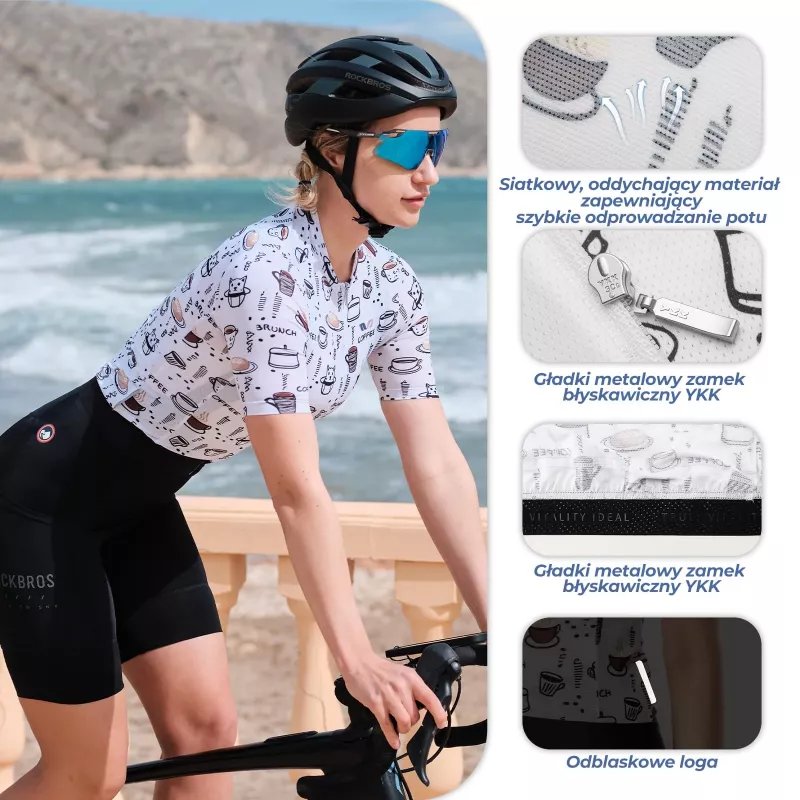 ROCKBROS Damen Kurzarm-Radtrikot L - Weiß