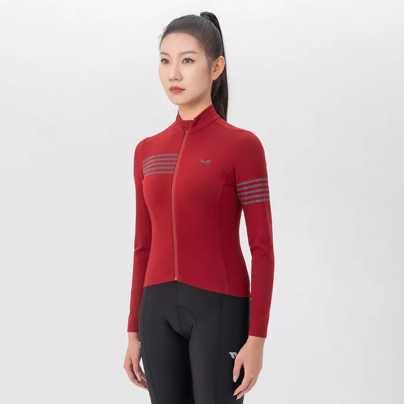 ROCKBROS YPW065 TVI Damen Langarm Thermo-Radtrikot Herbst/Winter Rot Größe S