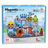 LEAN TOYS Magnetische Bausteine Polizei-Basis Fahrzeuge Polizist 44 Teile