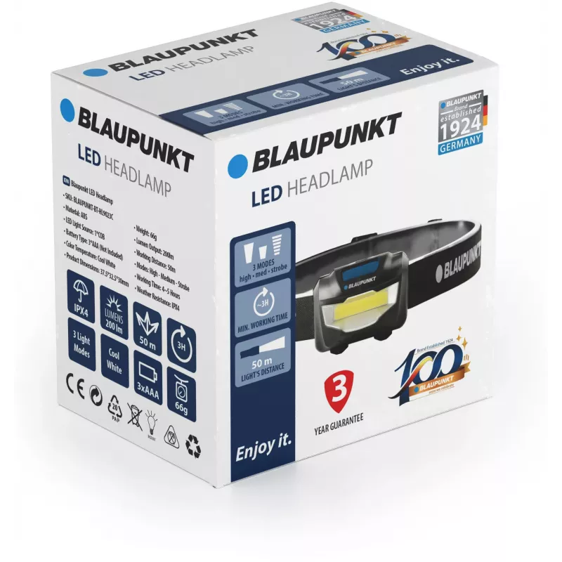 Blaupunkt BT-HL9023C LED-Stirnlampe, 200 lm (BLAUPUNKTBT-HL9023C)