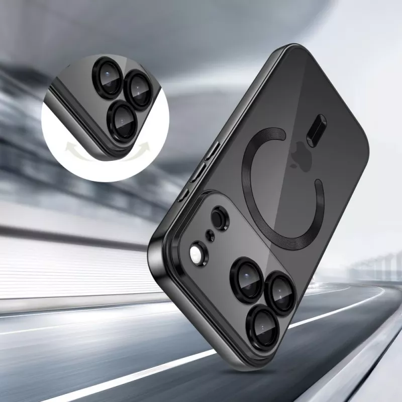 Tech-Protect Magflex MagSafe Rückseitenabdeckung für Apple iPhone 17 Pro Max, glänzend Schwarz (TPU/PC)