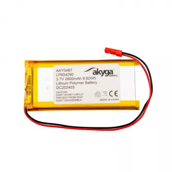 Akyga AKY0487 Li-Po-Akku 3,7V 2600mAh LP654290 mit PCM, JST 2,54 2-Pin, 150mm Kabel
