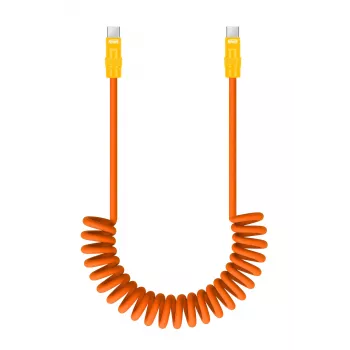 Newell USB-C auf USB-C Kabel 100 W, 1,5 m, Silikon, Spirale, Orange-Gelb