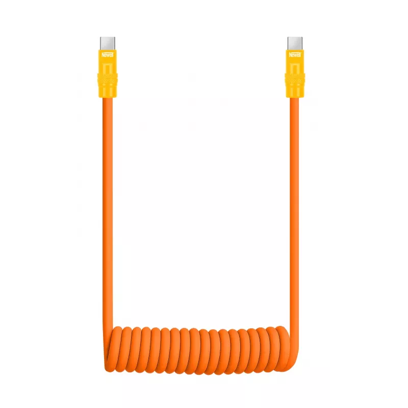 Newell USB-C auf USB-C Kabel 100 W, 1,5 m, Silikon, Spirale, Orange-Gelb