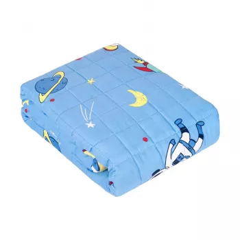 REBEL PREMIUM Gewichtsdecke für Kinder, 100% Baumwolle, Kosmos-Muster, 100x150 cm, 4 kg
