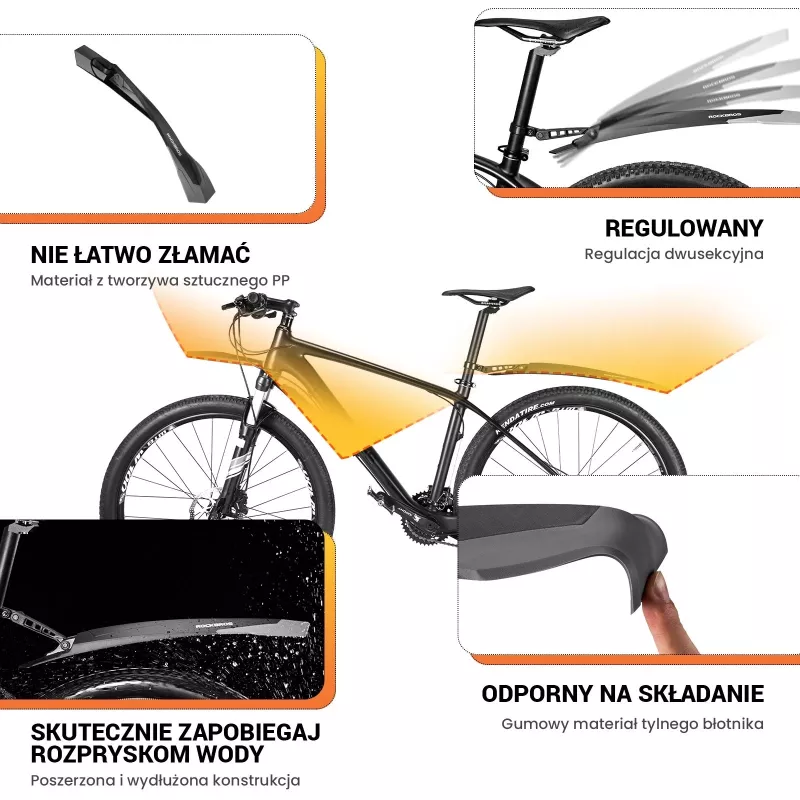 ROCKBROS DNB-890 Fahrrad-Schutzblech-Set für 26-29 Zoll MTB - Schwarz